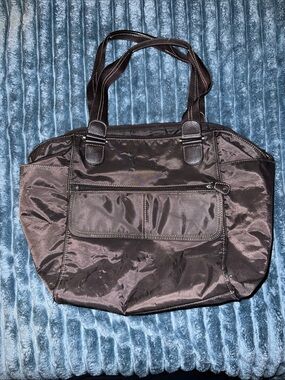 Liz Claiborne Brown with Silver Accents Interior Label Tote